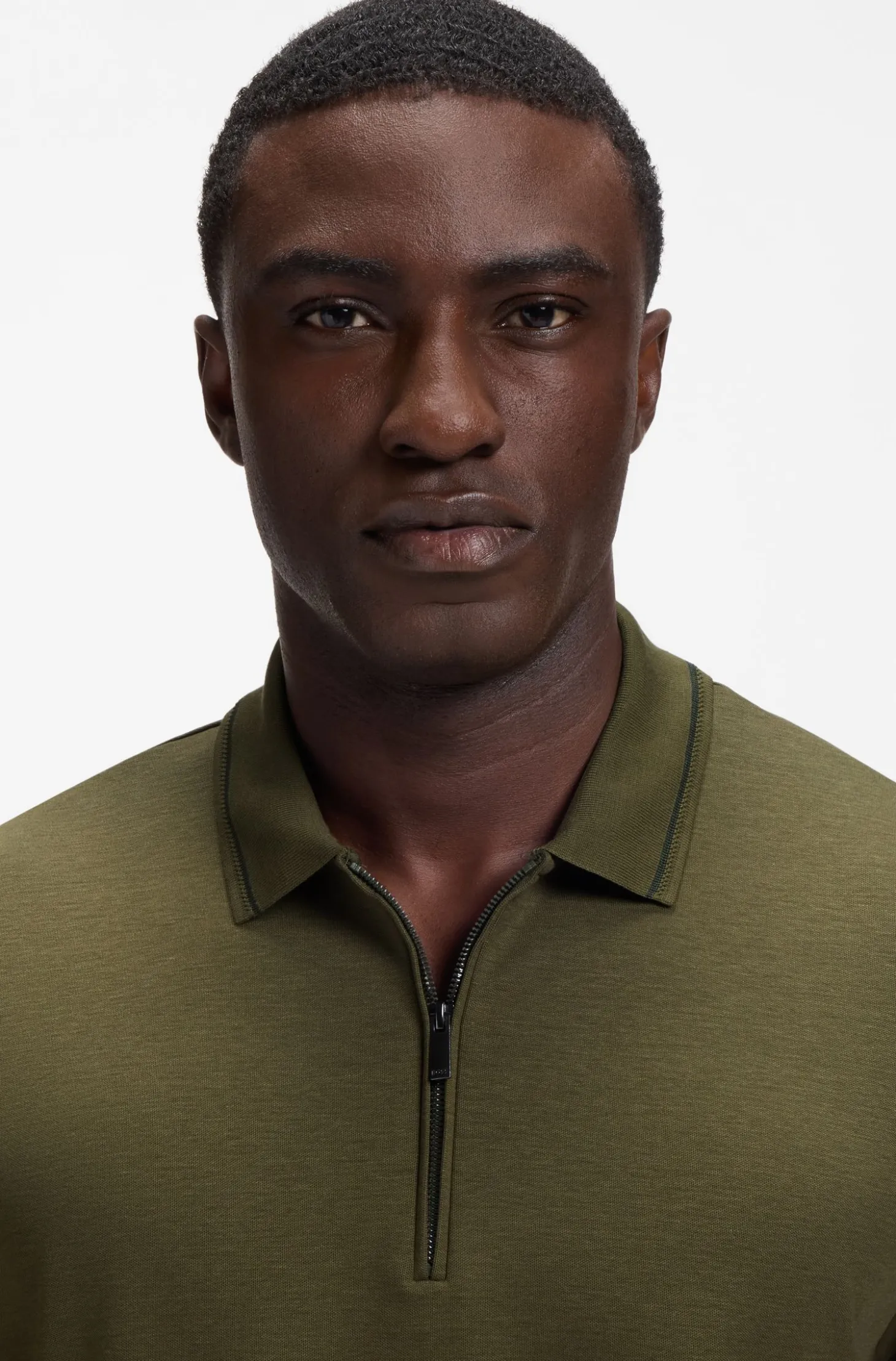 Zip-placket piqué polo shirt