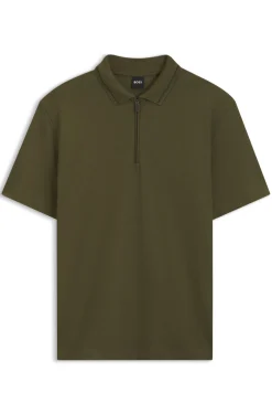 Zip-placket piqué polo shirt