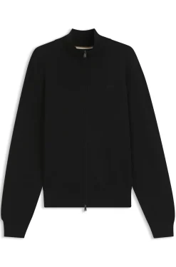 Zip-through cotton cardigan with logo detail