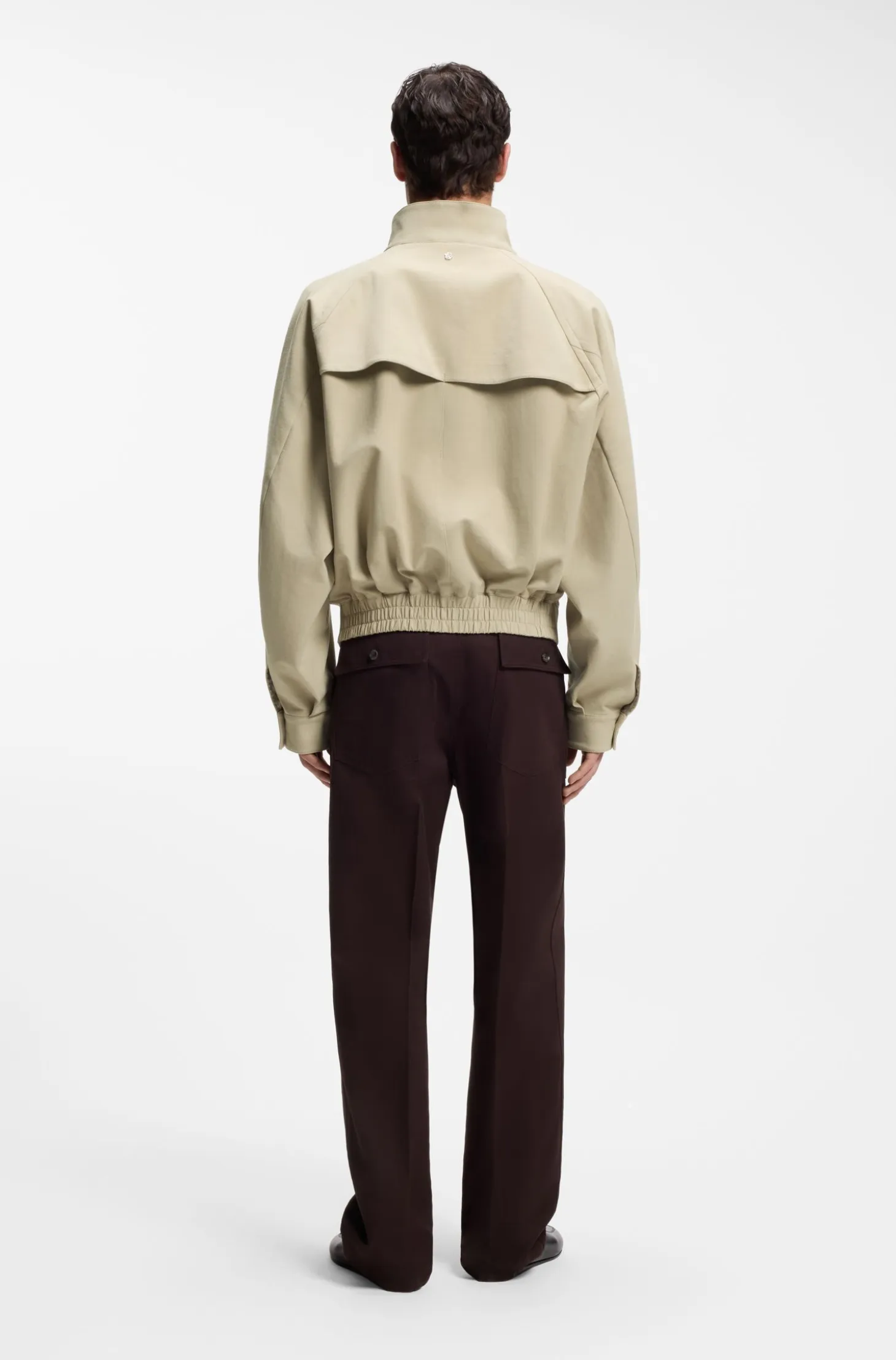 Zip-up bomber jacket in stretch cotton