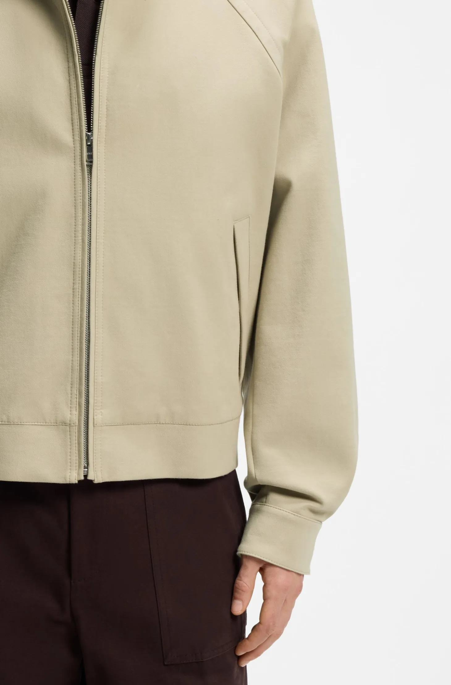Zip-up bomber jacket in stretch cotton