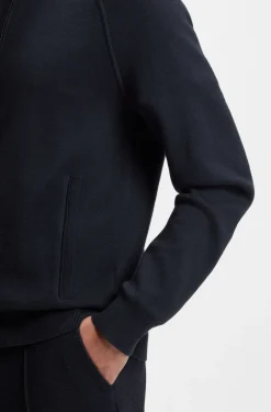 Zip-up cardigan in cotton and virgin wool