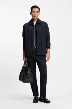 Zip-up cardigan in cotton and virgin wool