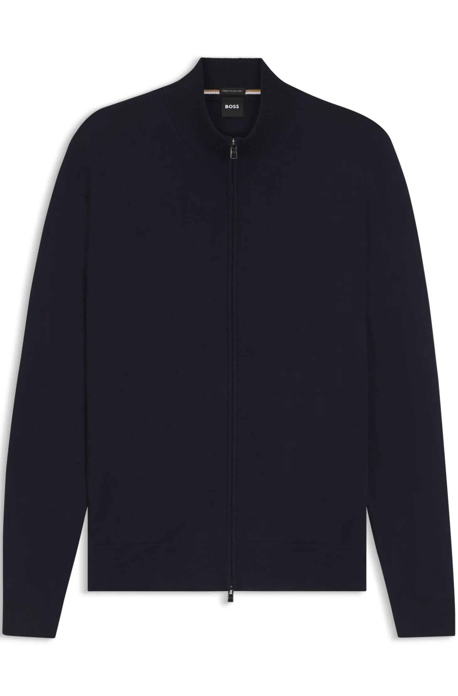 Zip-up cardigan in extra-fine merino wool