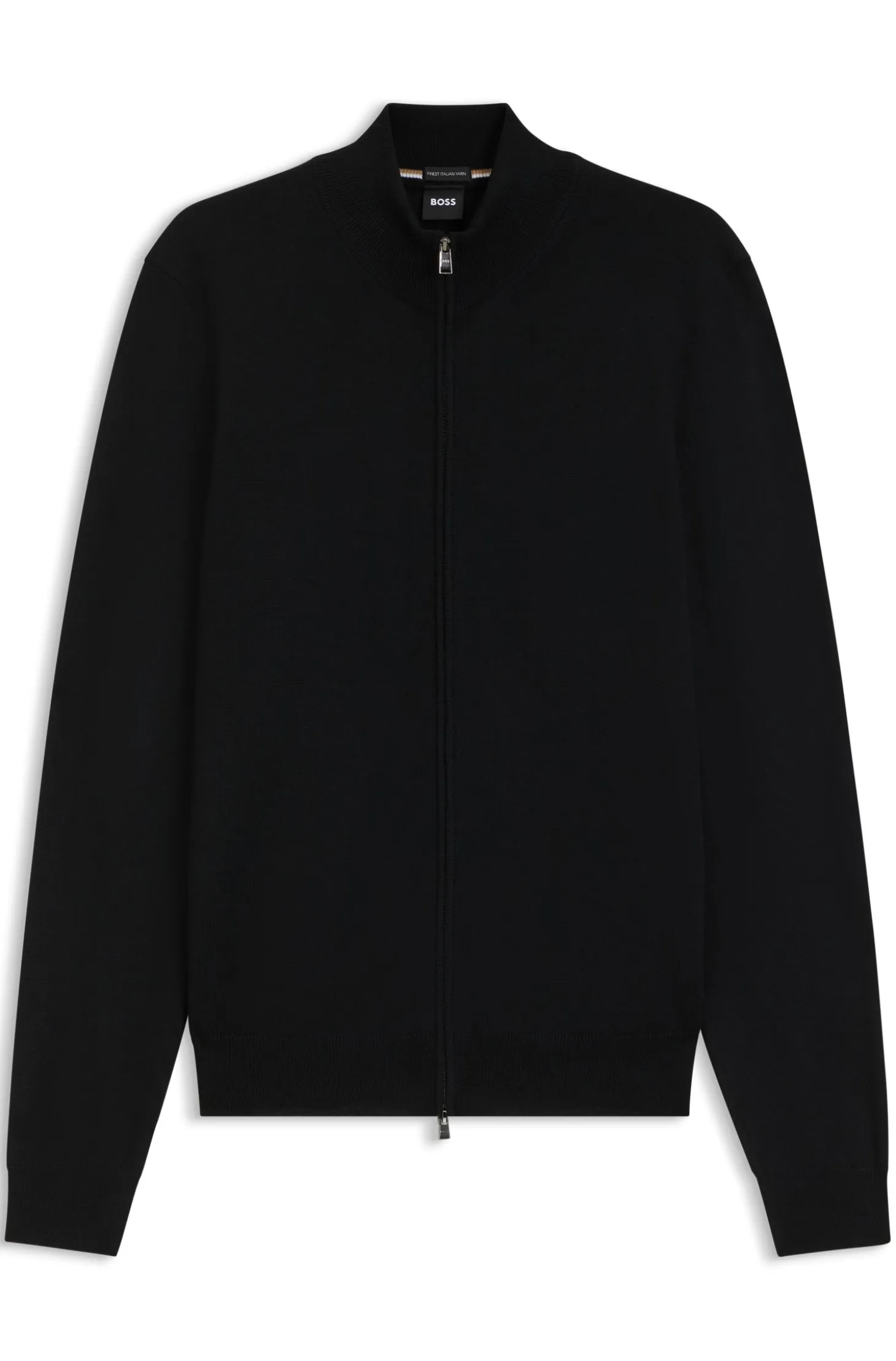Zip-up cardigan in extra-fine merino wool