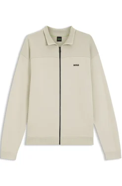 Zip-up cardigan with structured graphic pattern
