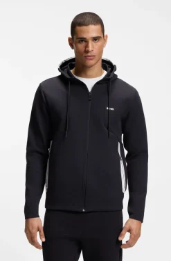 Zip-up hoodie in a cotton blend with contrasting details