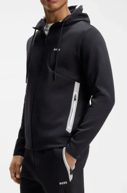 Zip-up hoodie in a cotton blend with contrasting details