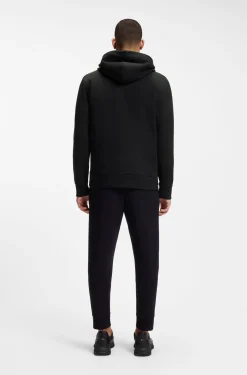 Zip-up hoodie in stretch cotton with logo print