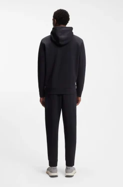 Zip-up hoodie in stretch cotton with logo print