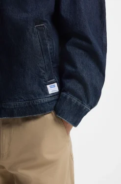 Zip-up jacket in blue denim with chest pocket