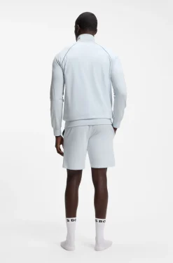 ZIp-up jacket in stretch cotton with contrast piping