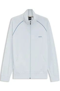 ZIp-up jacket in stretch cotton with contrast piping