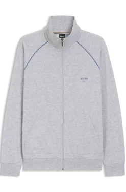 ZIp-up jacket in stretch cotton with contrast piping