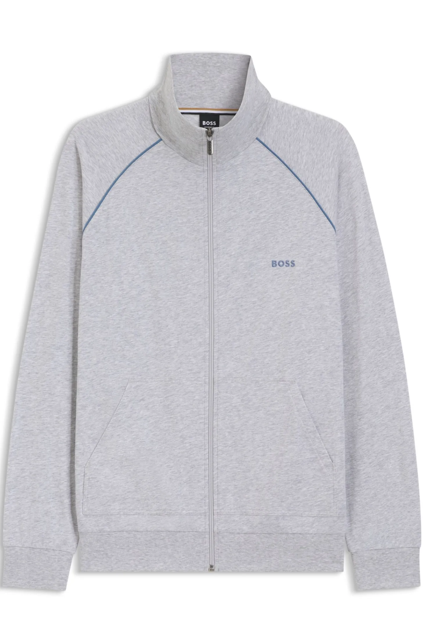 ZIp-up jacket in stretch cotton with contrast piping