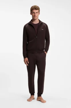 ZIp-up jacket in stretch cotton with contrast piping