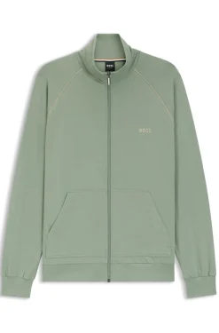 ZIp-up jacket in stretch cotton with contrast piping