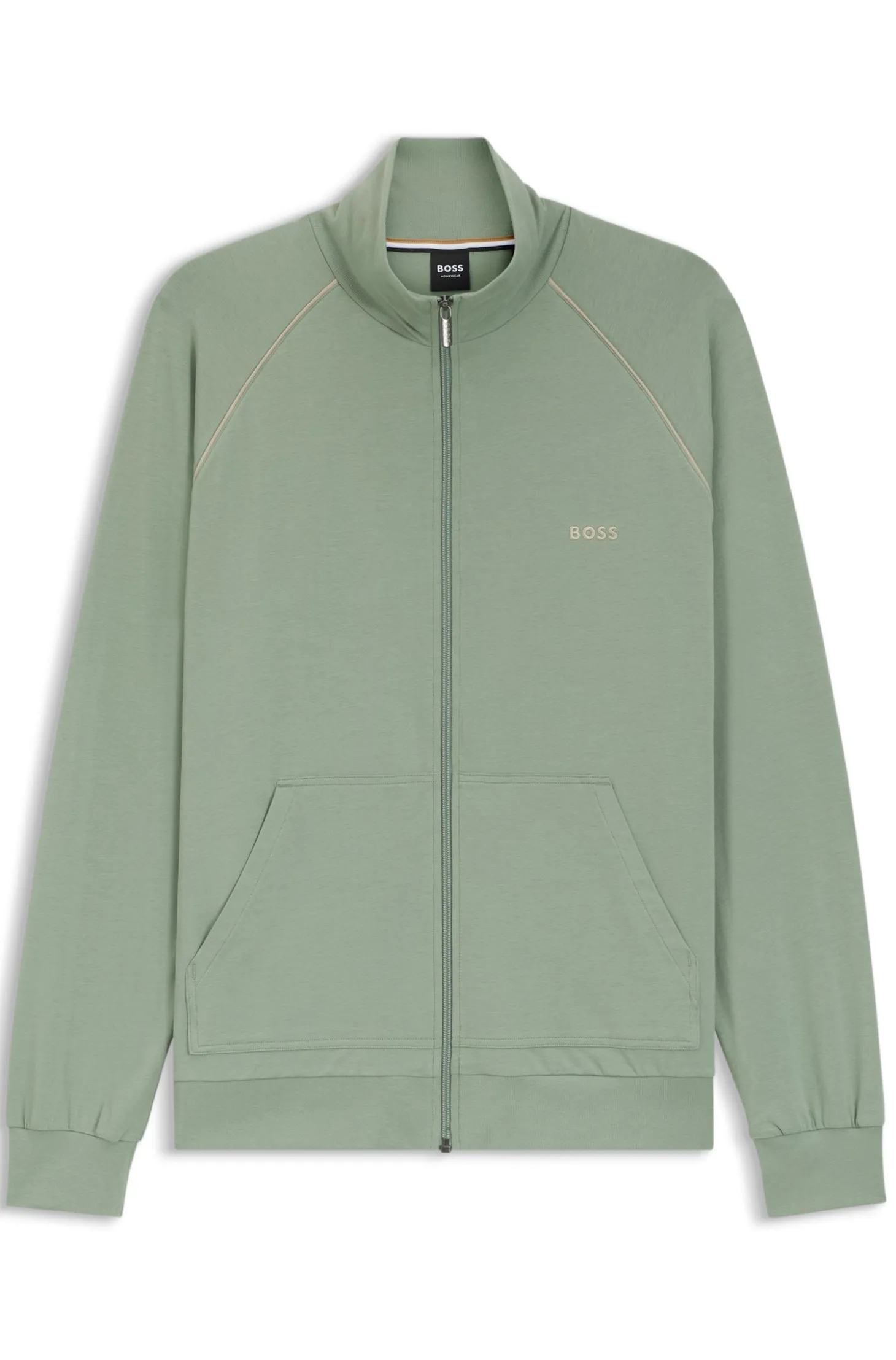 ZIp-up jacket in stretch cotton with contrast piping