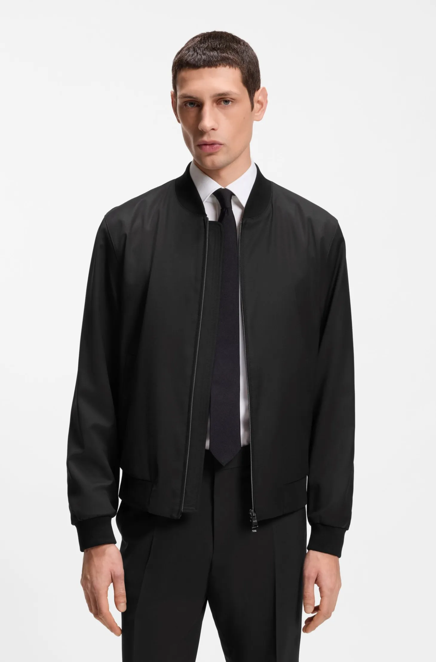 Zip-up jacket in virgin-wool serge