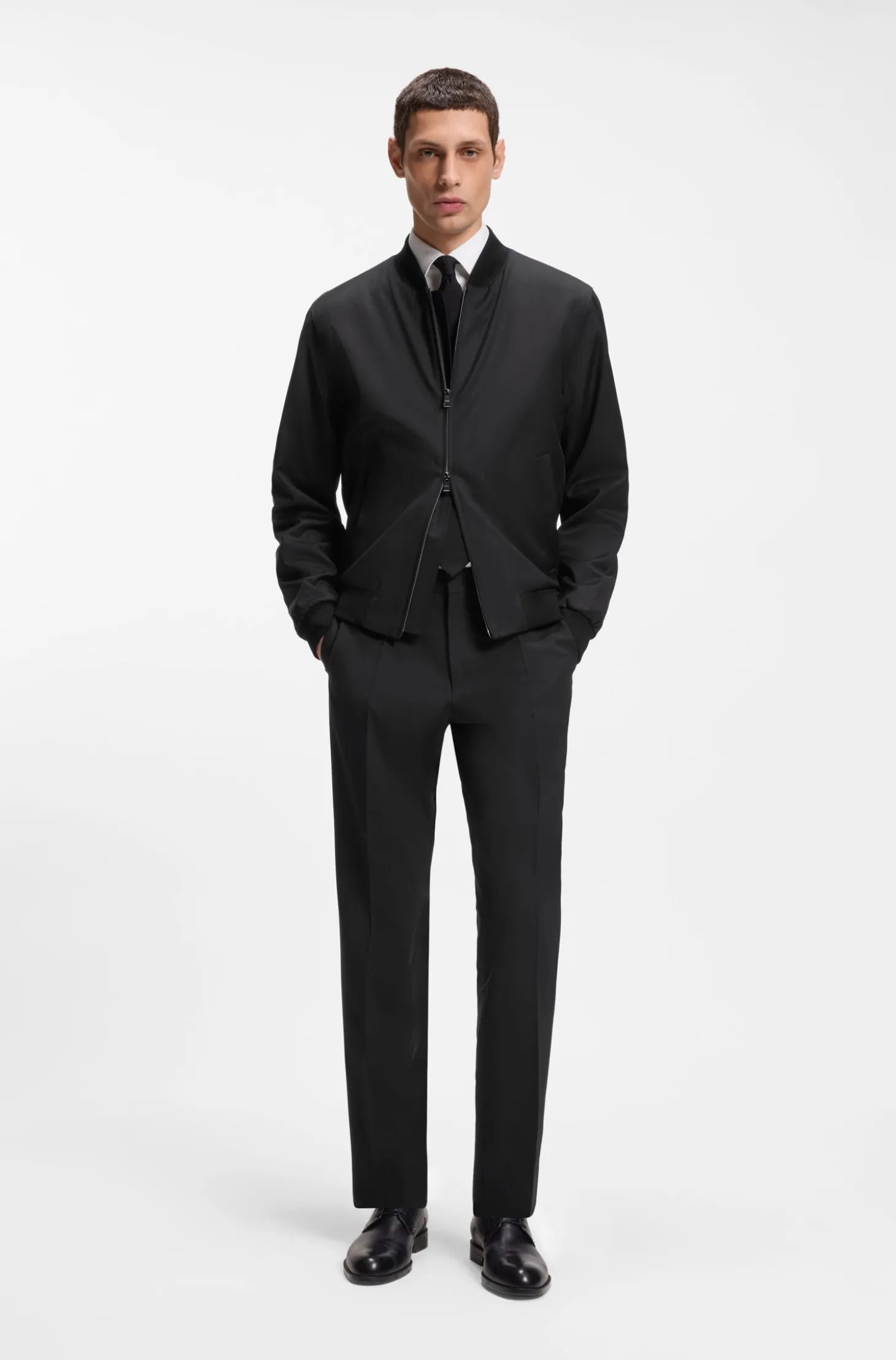 Zip-up jacket in virgin-wool serge