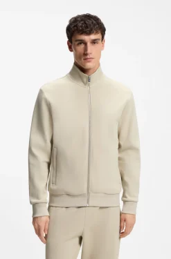 Zip-up sweatshirt in mercerised stretch-cotton piqué