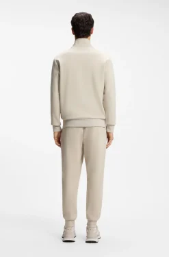 Zip-up sweatshirt in mercerised stretch-cotton piqué