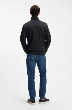 Zip-up sweatshirt in mercerised stretch-cotton piqué