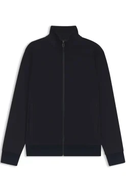 Zip-up sweatshirt in mercerised stretch-cotton piqué
