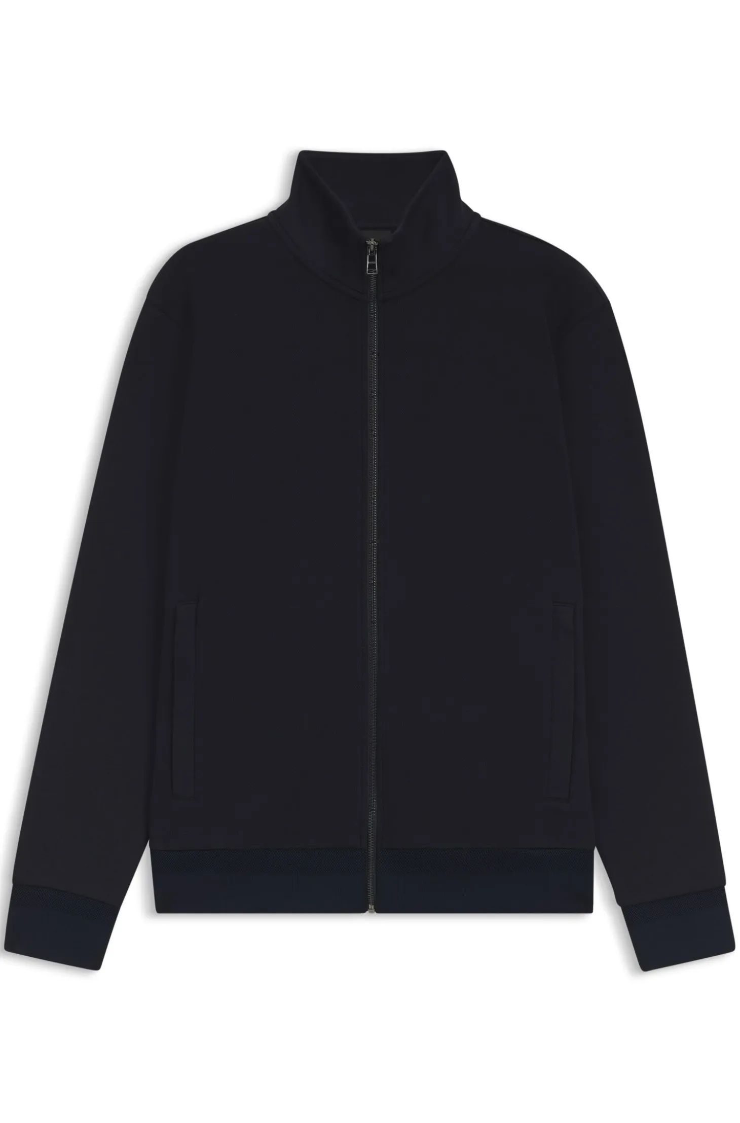 Zip-up sweatshirt in mercerised stretch-cotton piqué