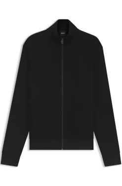 Zip-up sweatshirt in mercerised stretch-cotton piqué