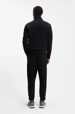 Zip-up sweatshirt in stretch cotton with logo print