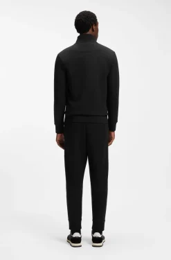 Zip-up sweatshirt in stretch cotton with logo print