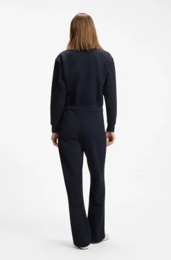 Zip-up sweatshirt with stacked-logo puller